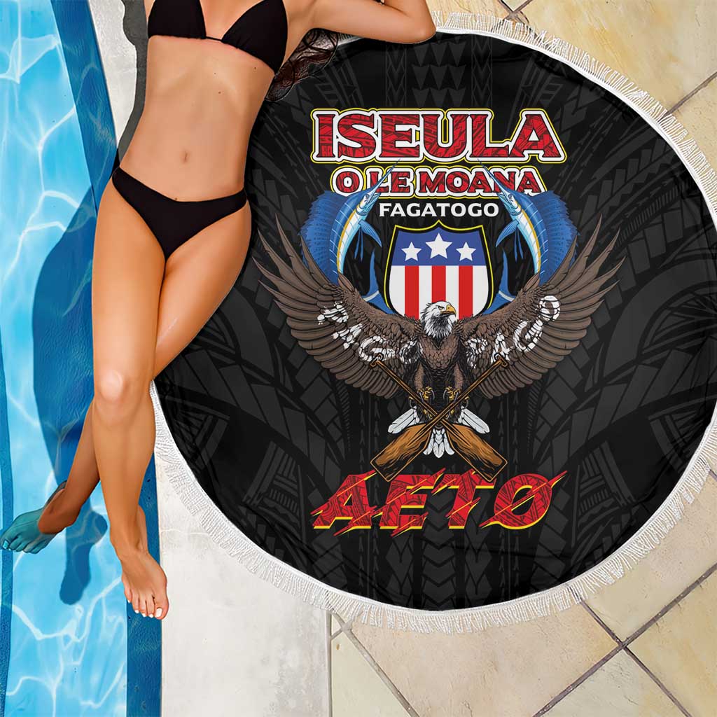 American Samoa Fautasi Beach Blanket Pago Pago Aeto and Iseula o le Moana of Fagatogo Black Color - Polynesian Pride