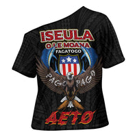 American Samoa Fautasi Cross Shoulder Shirt Pago Pago Aeto and Iseula o le Moana of Fagatogo Black Color - Polynesian Pride