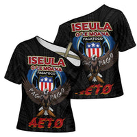 American Samoa Fautasi Cross Shoulder Shirt Pago Pago Aeto and Iseula o le Moana of Fagatogo Black Color - Polynesian Pride