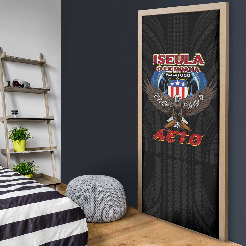 American Samoa Fautasi Door Cover Pago Pago Aeto and Iseula o le Moana of Fagatogo Black Color - Polynesian Pride