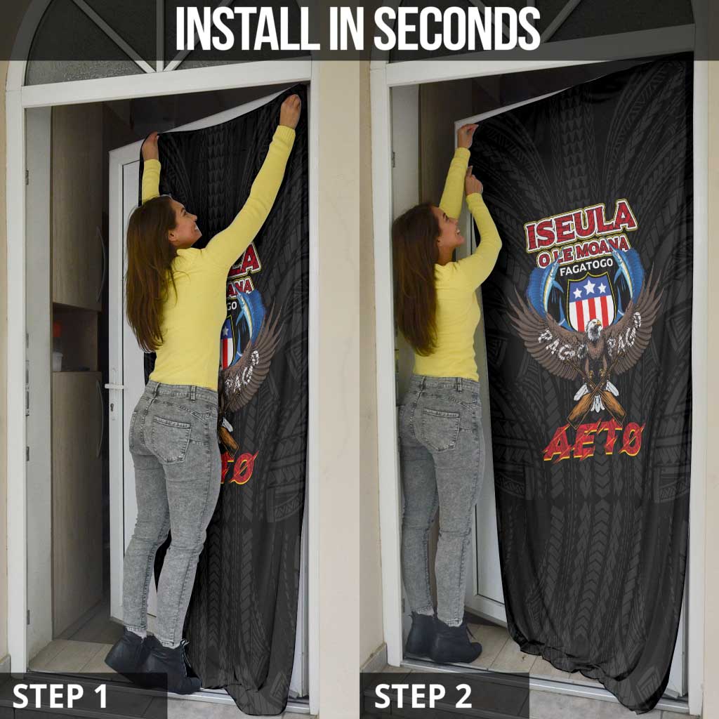 American Samoa Fautasi Door Cover Pago Pago Aeto and Iseula o le Moana of Fagatogo Black Color - Polynesian Pride