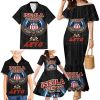 American Samoa Fautasi Family Matching Mermaid Dress and Hawaiian Shirt Pago Pago Aeto and Iseula o le Moana of Fagatogo Black Color - Polynesian Pride