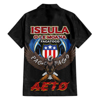 American Samoa Fautasi Family Matching Off The Shoulder Long Sleeve Dress and Hawaiian Shirt Pago Pago Aeto and Iseula o le Moana of Fagatogo Black Color - Polynesian Pride