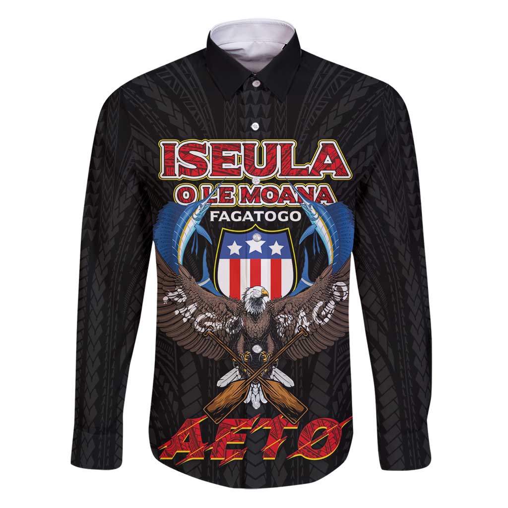 American Samoa Fautasi Family Matching Puletasi and Hawaiian Shirt Pago Pago Aeto and Iseula o le Moana of Fagatogo Black Color - Polynesian Pride
