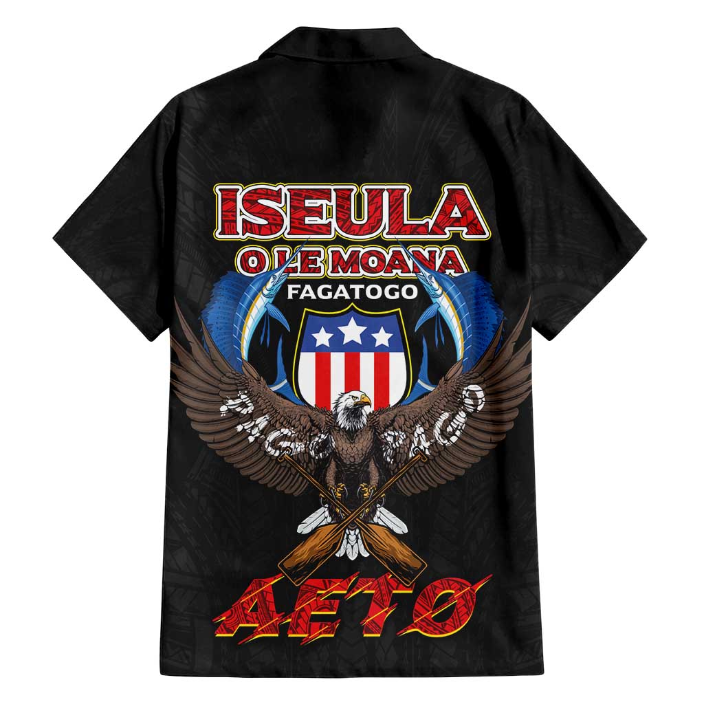 American Samoa Fautasi Family Matching Tank Maxi Dress and Hawaiian Shirt Pago Pago Aeto and Iseula o le Moana of Fagatogo Black Color - Polynesian Pride