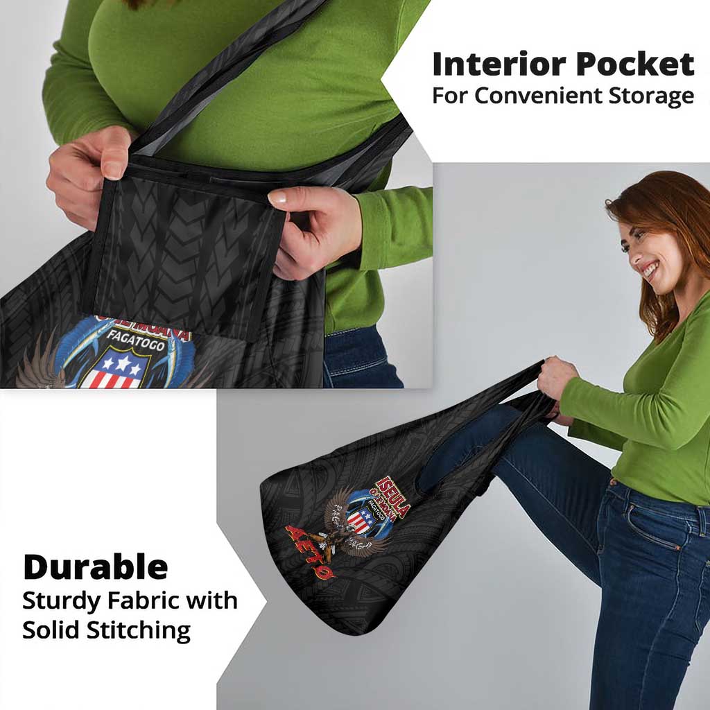 American Samoa Fautasi Grocery Bag Pago Pago Aeto and Iseula o le Moana of Fagatogo Black Color - Polynesian Pride