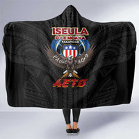 American Samoa Fautasi Hooded Blanket Pago Pago Aeto and Iseula o le Moana of Fagatogo Black Color - Polynesian Pride