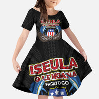 American Samoa Fautasi Kid Short Sleeve Dress Pago Pago Aeto and Iseula o le Moana of Fagatogo Black Color - Polynesian Pride