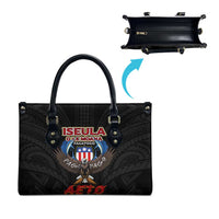 American Samoa Fautasi Leather Bag Pago Pago Aeto and Iseula o le Moana of Fagatogo Black Color - Polynesian Pride