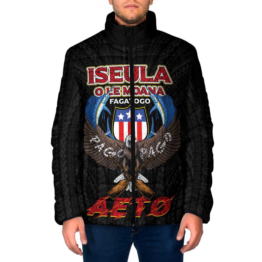 American Samoa Fautasi Padded Jacket Pago Pago Aeto and Iseula o le Moana of Fagatogo Black Color - Polynesian Pride