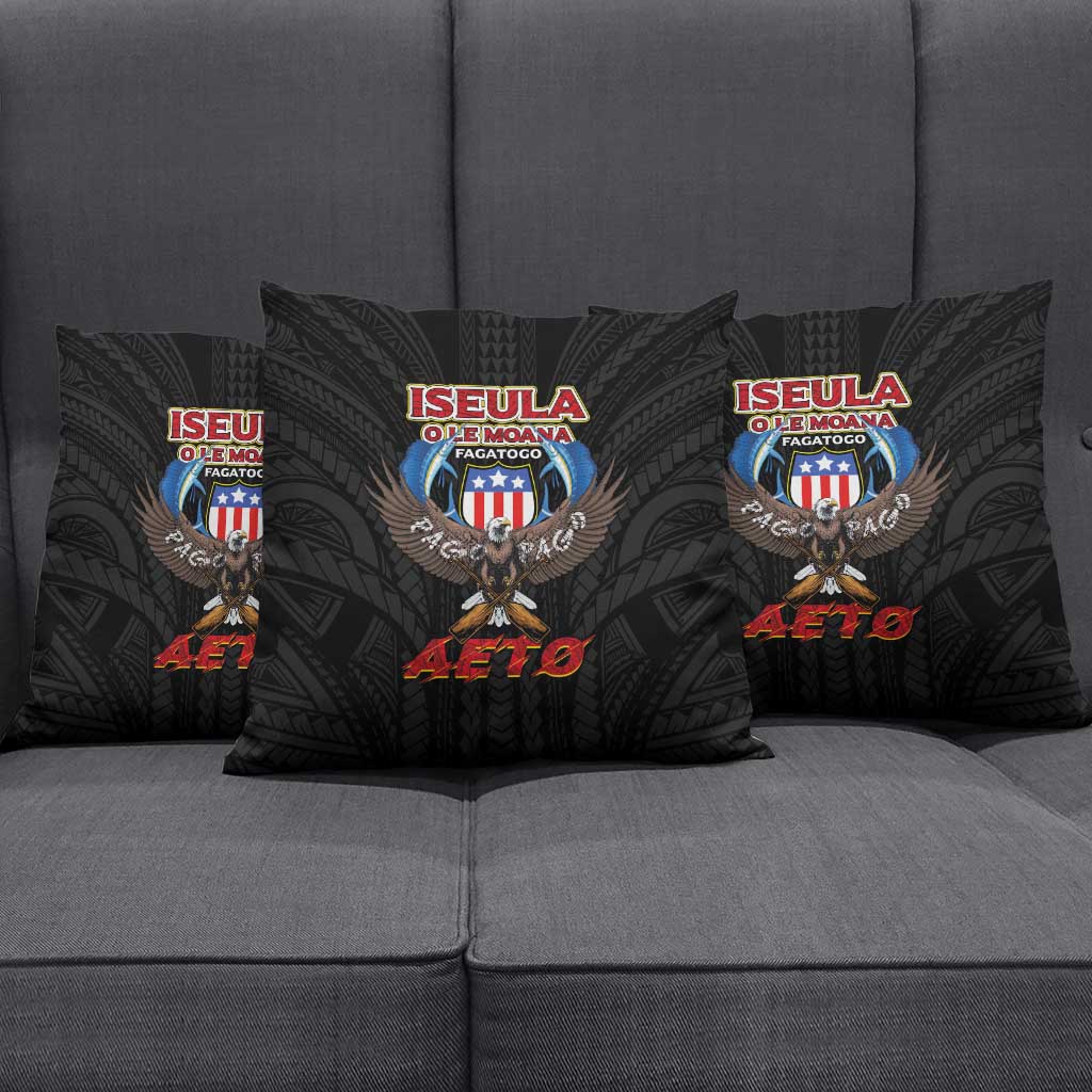 American Samoa Fautasi Pillow Cover Pago Pago Aeto and Iseula o le Moana of Fagatogo Black Color - Polynesian Pride