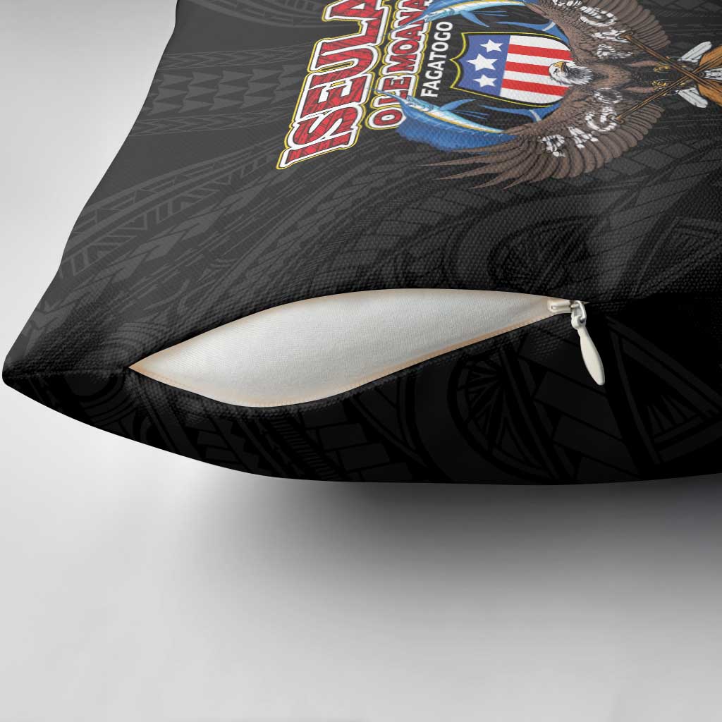 American Samoa Fautasi Pillow Cover Pago Pago Aeto and Iseula o le Moana of Fagatogo Black Color - Polynesian Pride