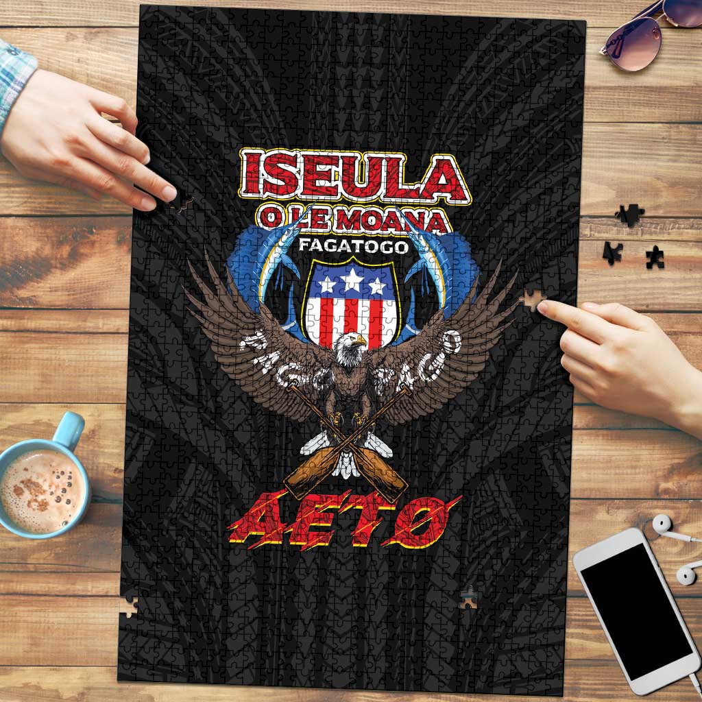 American Samoa Fautasi Puzzle Pago Pago Aeto and Iseula o le Moana of Fagatogo Black Color - Polynesian Pride