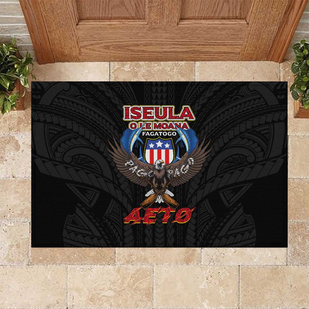 American Samoa Fautasi Rubber Doormat Pago Pago Aeto and Iseula o le Moana of Fagatogo Black Color - Polynesian Pride