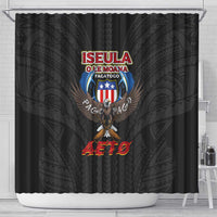 American Samoa Fautasi Shower Curtain Pago Pago Aeto and Iseula o le Moana of Fagatogo Black Color - Polynesian Pride