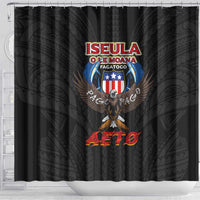 American Samoa Fautasi Shower Curtain Pago Pago Aeto and Iseula o le Moana of Fagatogo Black Color - Polynesian Pride