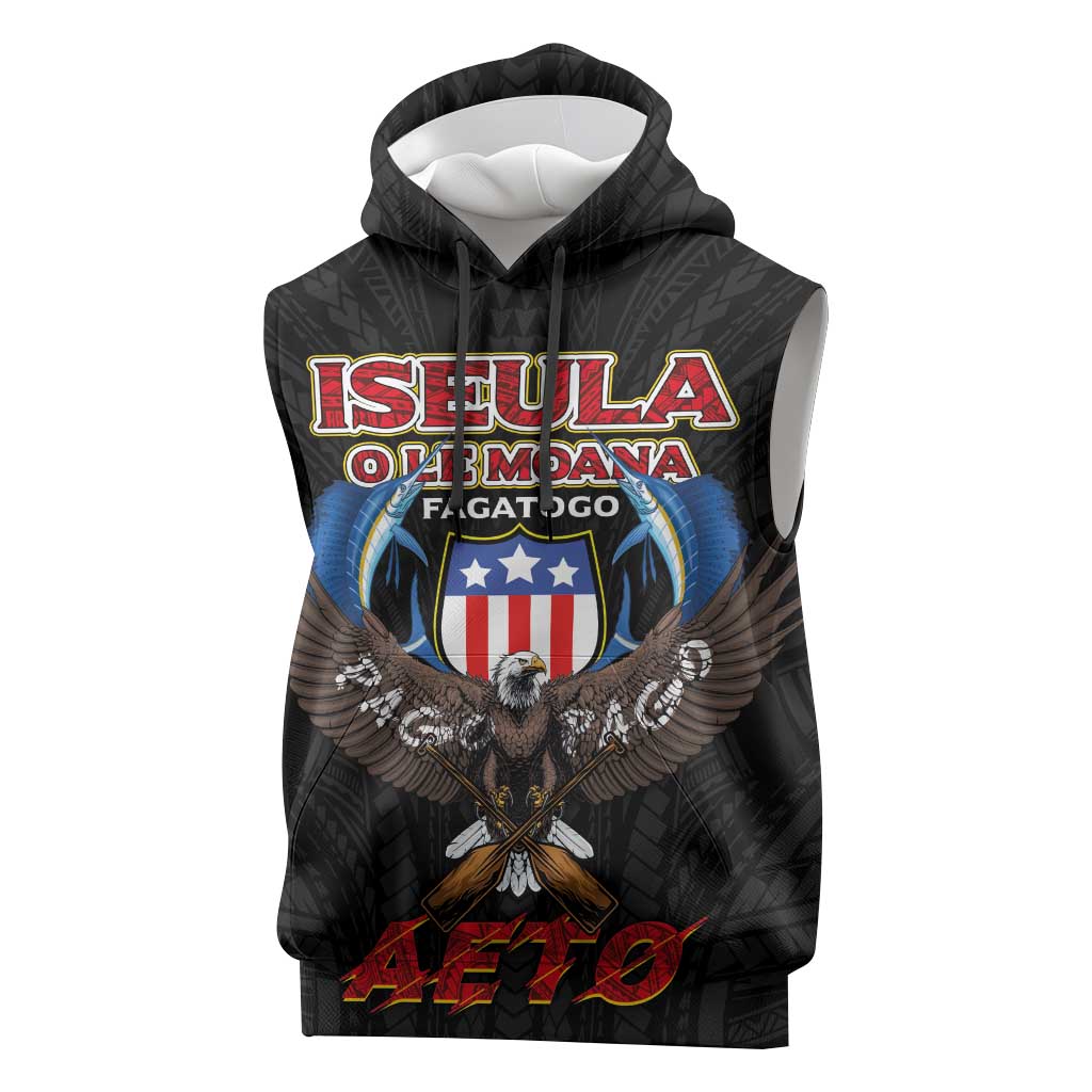 American Samoa Fautasi Sleeveless Hoodie Pago Pago Aeto and Iseula o le Moana of Fagatogo Black Color - Polynesian Pride