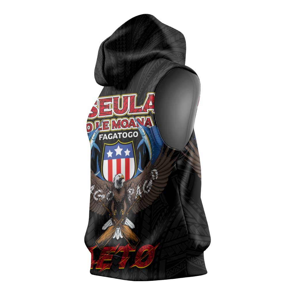 American Samoa Fautasi Sleeveless Hoodie Pago Pago Aeto and Iseula o le Moana of Fagatogo Black Color - Polynesian Pride