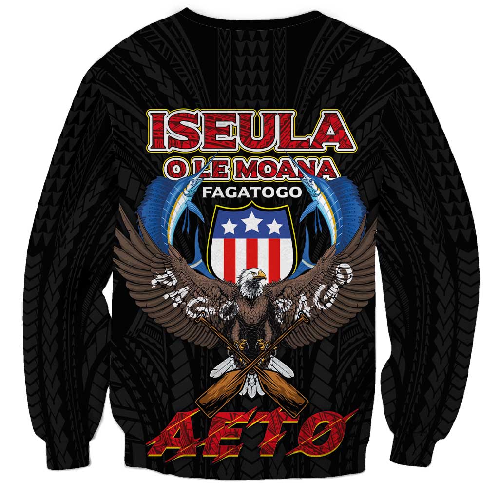 American Samoa Fautasi Sweatshirt Pago Pago Aeto and Iseula o le Moana of Fagatogo Black Color - Polynesian Pride