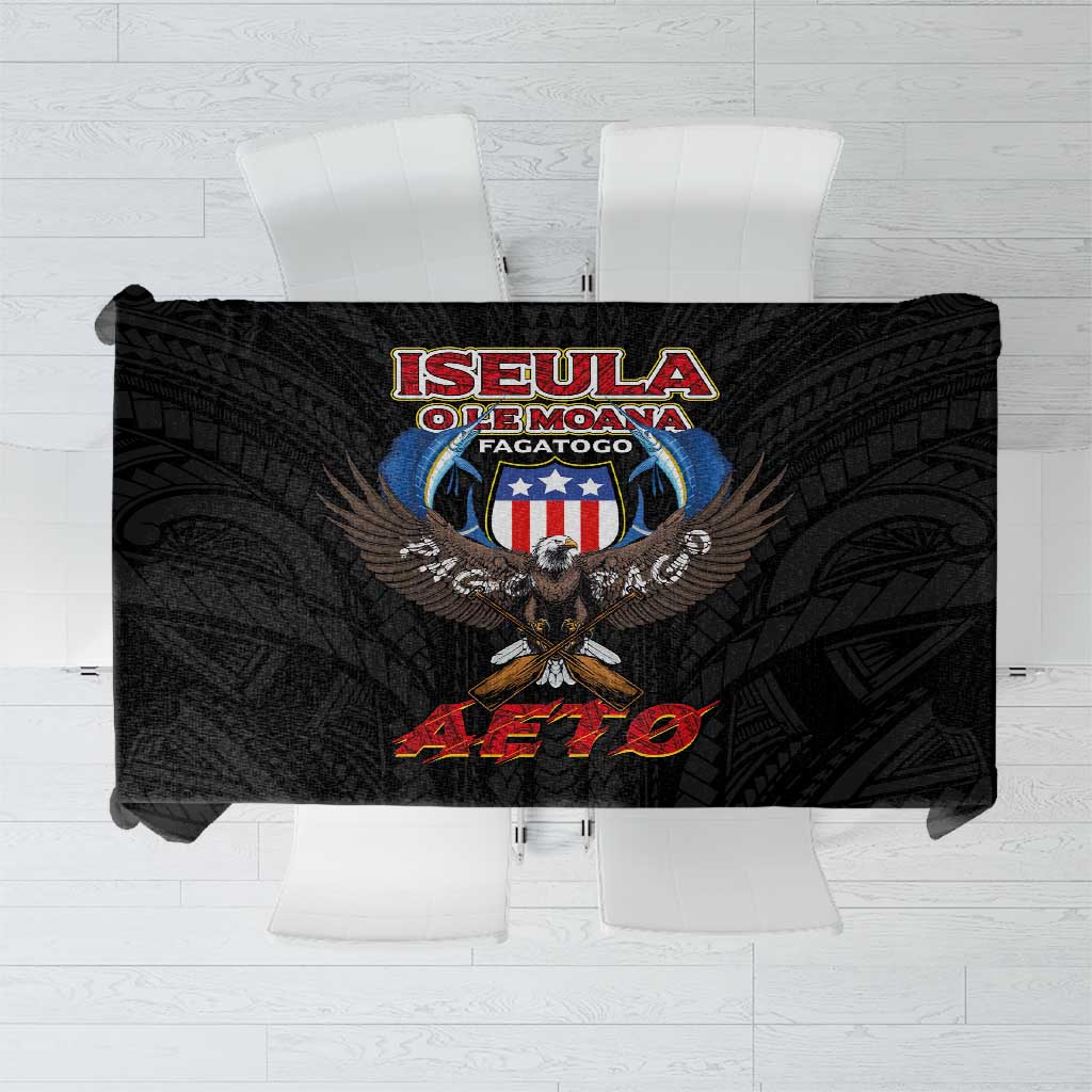 American Samoa Fautasi Tablecloth Pago Pago Aeto and Iseula o le Moana of Fagatogo Black Color - Polynesian Pride