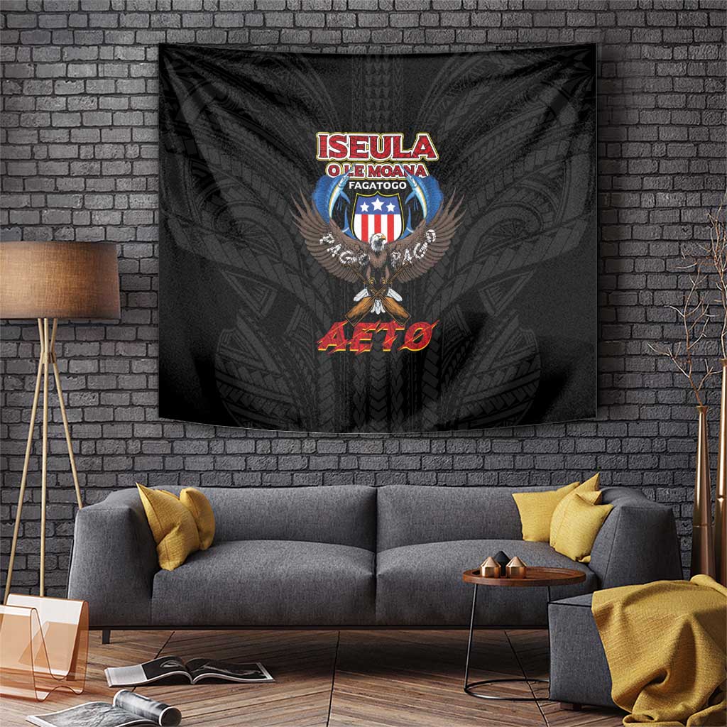 American Samoa Fautasi Tapestry Pago Pago Aeto and Iseula o le Moana of Fagatogo Black Color - Polynesian Pride