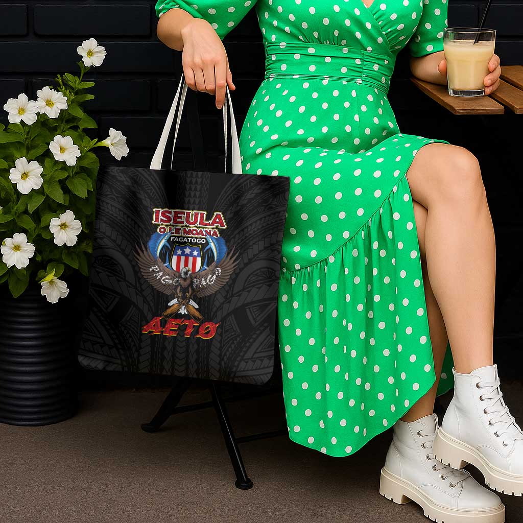American Samoa Fautasi Tote Bag Pago Pago Aeto and Iseula o le Moana of Fagatogo Black Color - Polynesian Pride