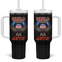 American Samoa Fautasi Tumbler With Handle Pago Pago Aeto and Iseula o le Moana of Fagatogo Black Color - Polynesian Pride