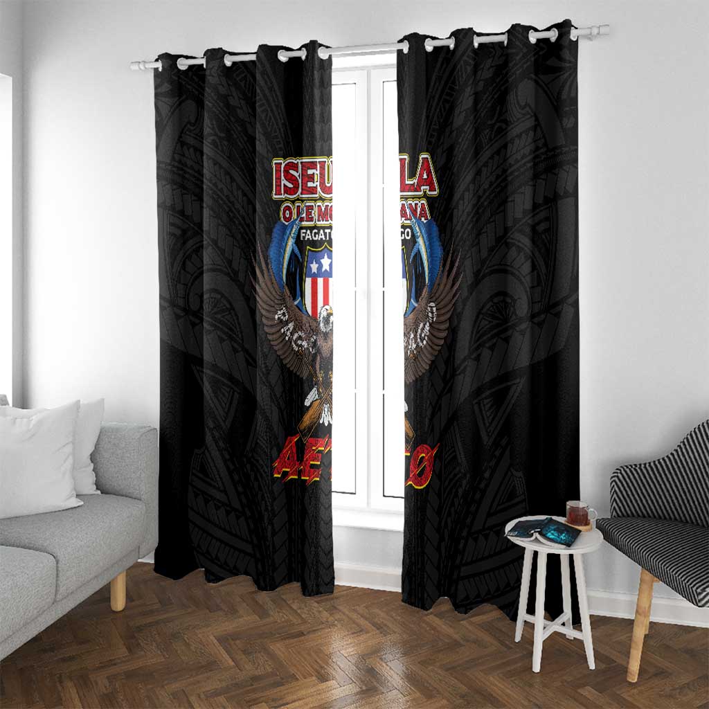 American Samoa Fautasi Window Curtain Pago Pago Aeto and Iseula o le Moana of Fagatogo Black Color - Polynesian Pride