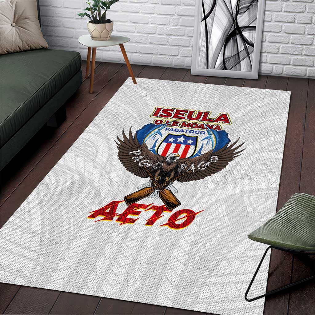 American Samoa Fautasi Area Rug Pago Pago Aeto and Iseula o le Moana of Fagatogo White Color - Polynesian Pride