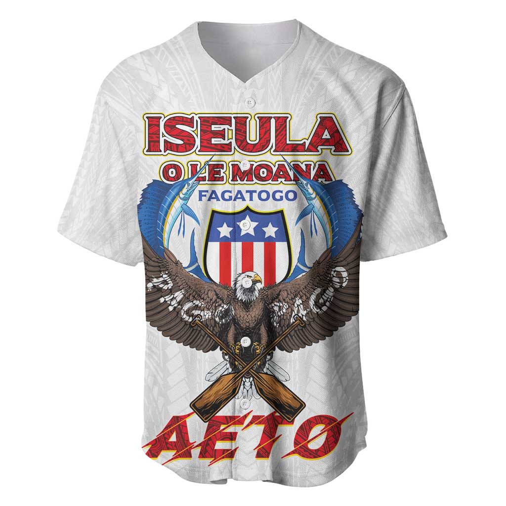 American Samoa Fautasi Baseball Jersey Pago Pago Aeto and Iseula o le Moana of Fagatogo White Color - Polynesian Pride