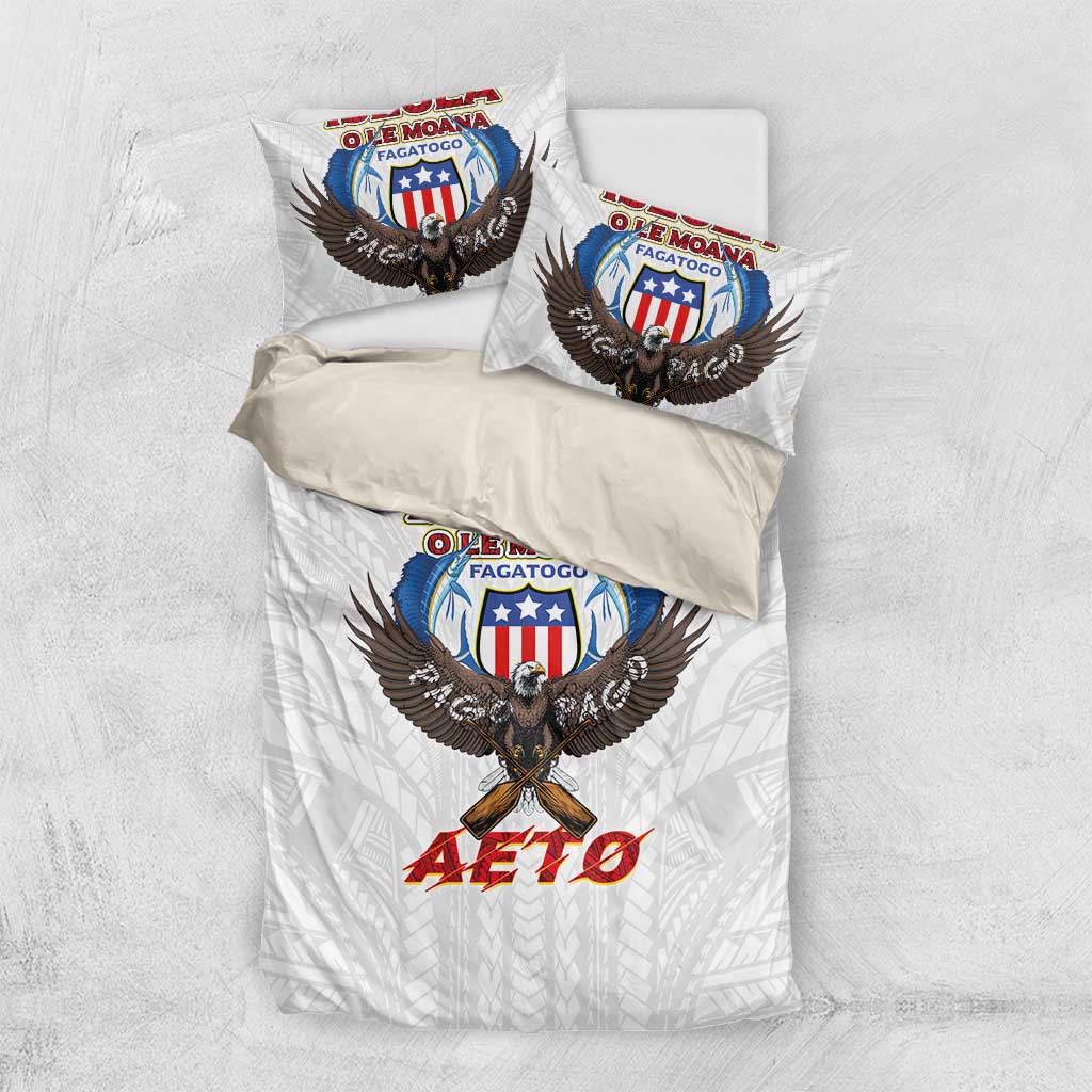 American Samoa Fautasi Bedding Set Pago Pago Aeto and Iseula o le Moana of Fagatogo White Color - Polynesian Pride