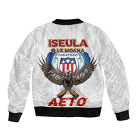 American Samoa Fautasi Bomber Jacket Pago Pago Aeto and Iseula o le Moana of Fagatogo White Color - Polynesian Pride