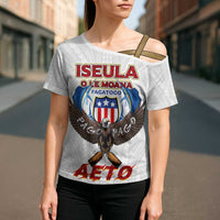 American Samoa Fautasi Cross Shoulder Shirt Pago Pago Aeto and Iseula o le Moana of Fagatogo White Color - Polynesian Pride