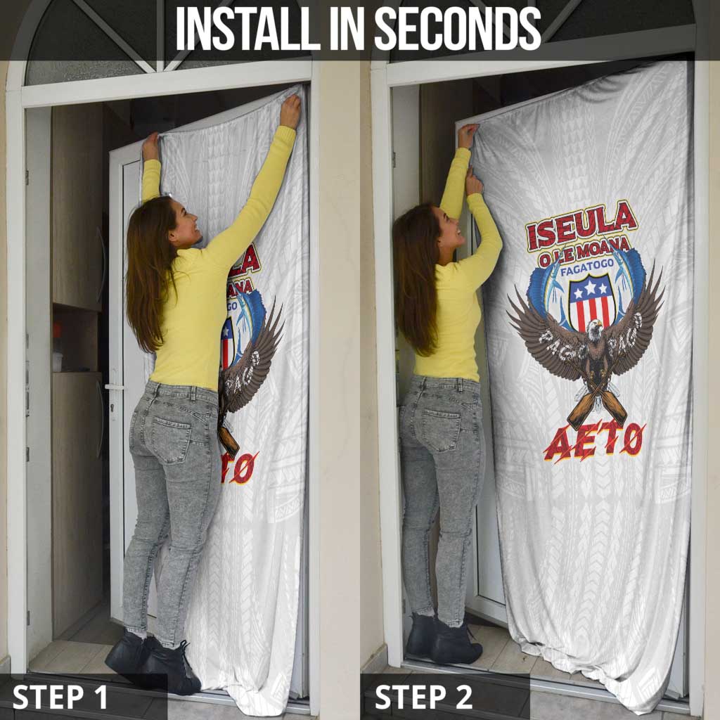 American Samoa Fautasi Door Cover Pago Pago Aeto and Iseula o le Moana of Fagatogo White Color - Polynesian Pride