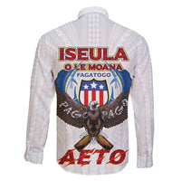 American Samoa Fautasi Family Matching Off Shoulder Maxi Dress and Hawaiian Shirt Pago Pago Aeto and Iseula o le Moana of Fagatogo White Color - Polynesian Pride