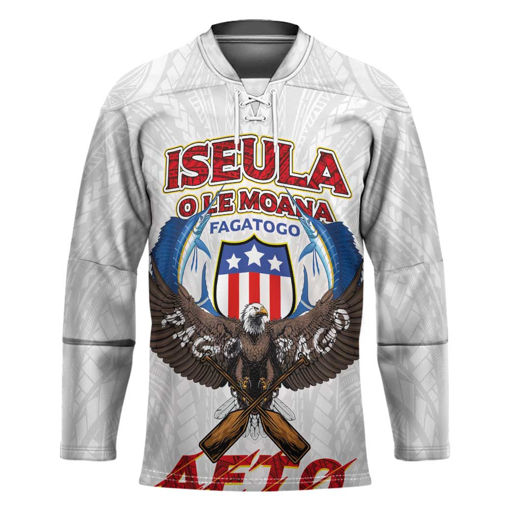 American Samoa Fautasi Hockey Jersey Pago Pago Aeto and Iseula o le Moana of Fagatogo White Color - Polynesian Pride