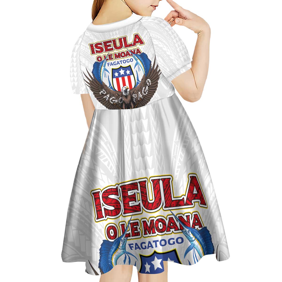 American Samoa Fautasi Kid Short Sleeve Dress Pago Pago Aeto and Iseula o le Moana of Fagatogo White Color - Polynesian Pride