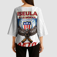 American Samoa Fautasi Kimono Sleeve Blouse Pago Pago Aeto and Iseula o le Moana of Fagatogo White Color - Polynesian Pride