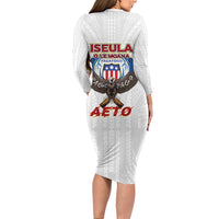 American Samoa Fautasi Long Sleeve Bodycon Dress Pago Pago Aeto and Iseula o le Moana of Fagatogo White Color - Polynesian Pride