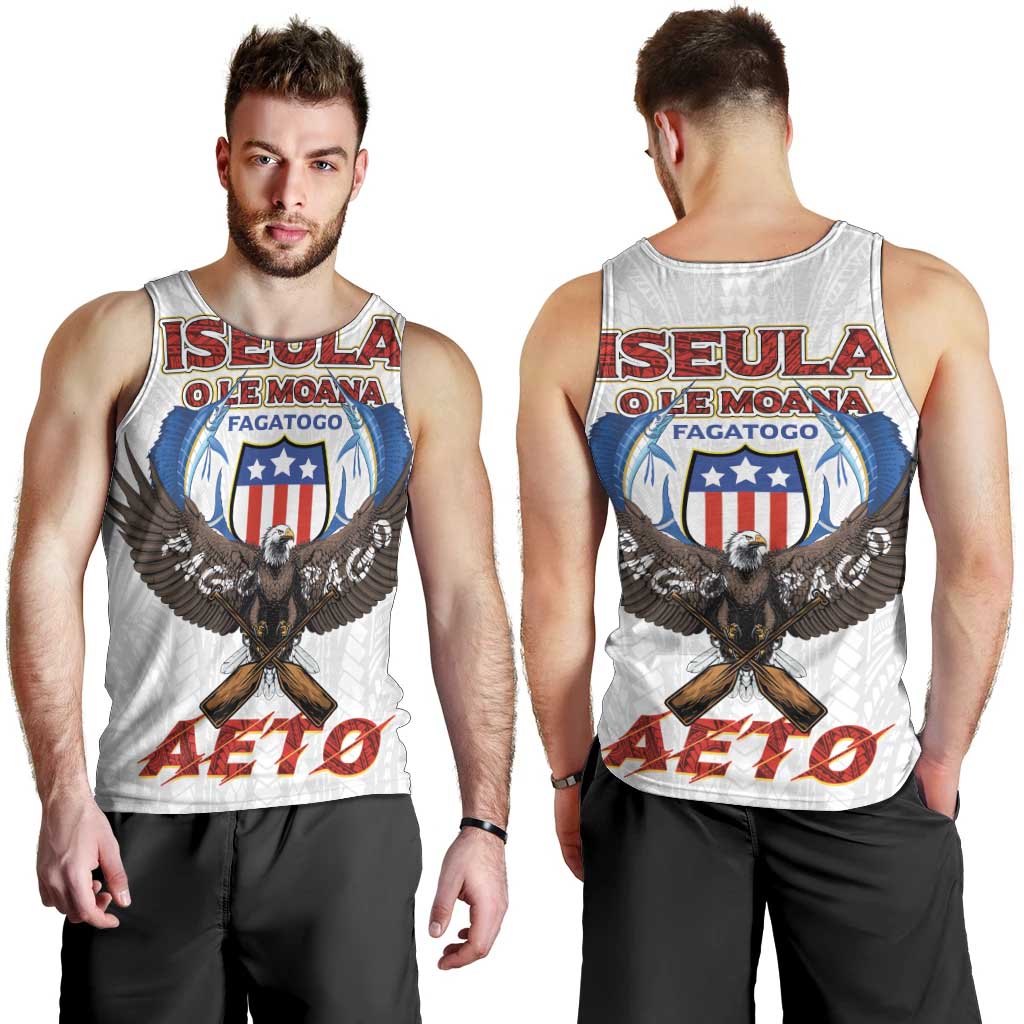 American Samoa Fautasi Men Tank Top Pago Pago Aeto and Iseula o le Moana of Fagatogo White Color - Polynesian Pride