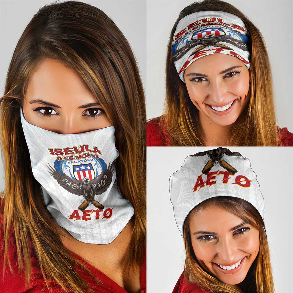 American Samoa Fautasi Neck Gaiter Pago Pago Aeto and Iseula o le Moana of Fagatogo White Color - Polynesian Pride