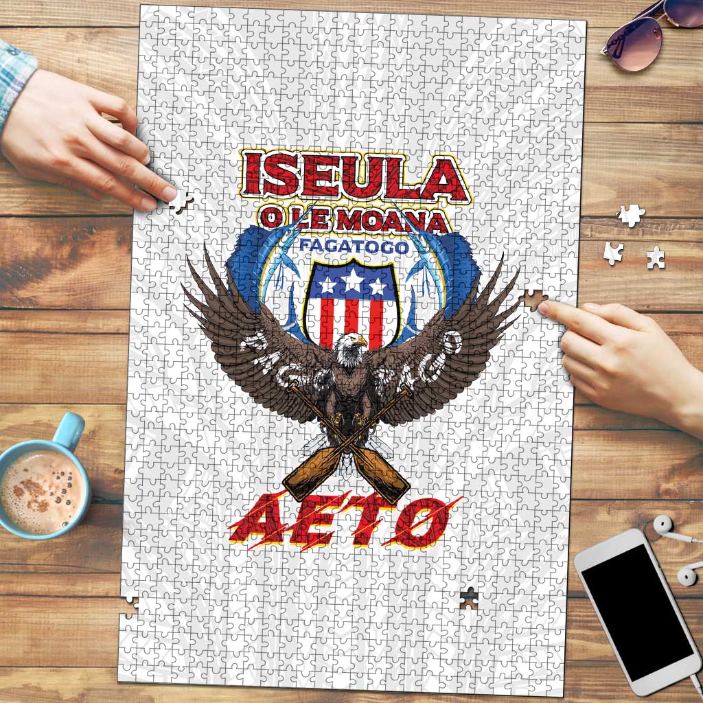 American Samoa Fautasi Puzzle Pago Pago Aeto and Iseula o le Moana of Fagatogo White Color - Polynesian Pride
