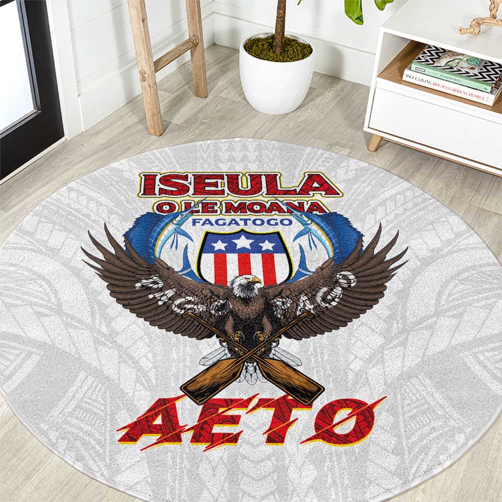 American Samoa Fautasi Round Carpet Pago Pago Aeto and Iseula o le Moana of Fagatogo White Color - Polynesian Pride
