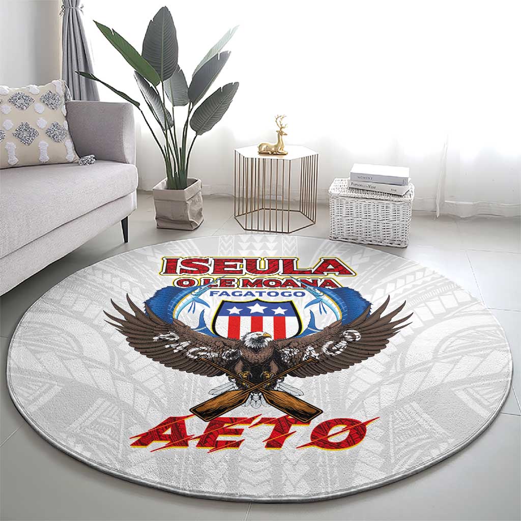 American Samoa Fautasi Round Carpet Pago Pago Aeto and Iseula o le Moana of Fagatogo White Color - Polynesian Pride