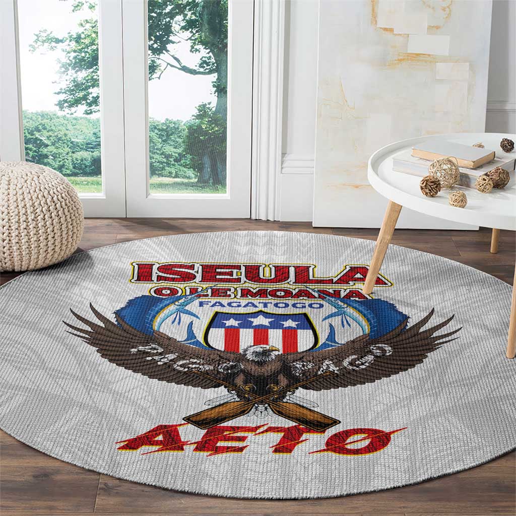 American Samoa Fautasi Round Carpet Pago Pago Aeto and Iseula o le Moana of Fagatogo White Color - Polynesian Pride