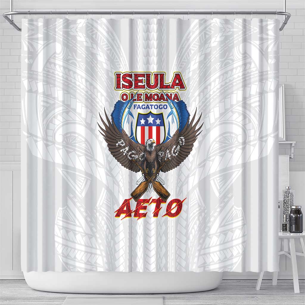American Samoa Fautasi Shower Curtain Pago Pago Aeto and Iseula o le Moana of Fagatogo White Color - Polynesian Pride
