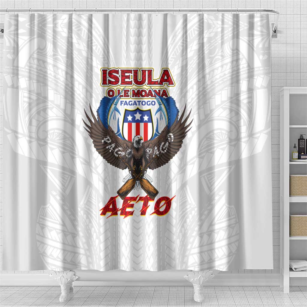 American Samoa Fautasi Shower Curtain Pago Pago Aeto and Iseula o le Moana of Fagatogo White Color - Polynesian Pride
