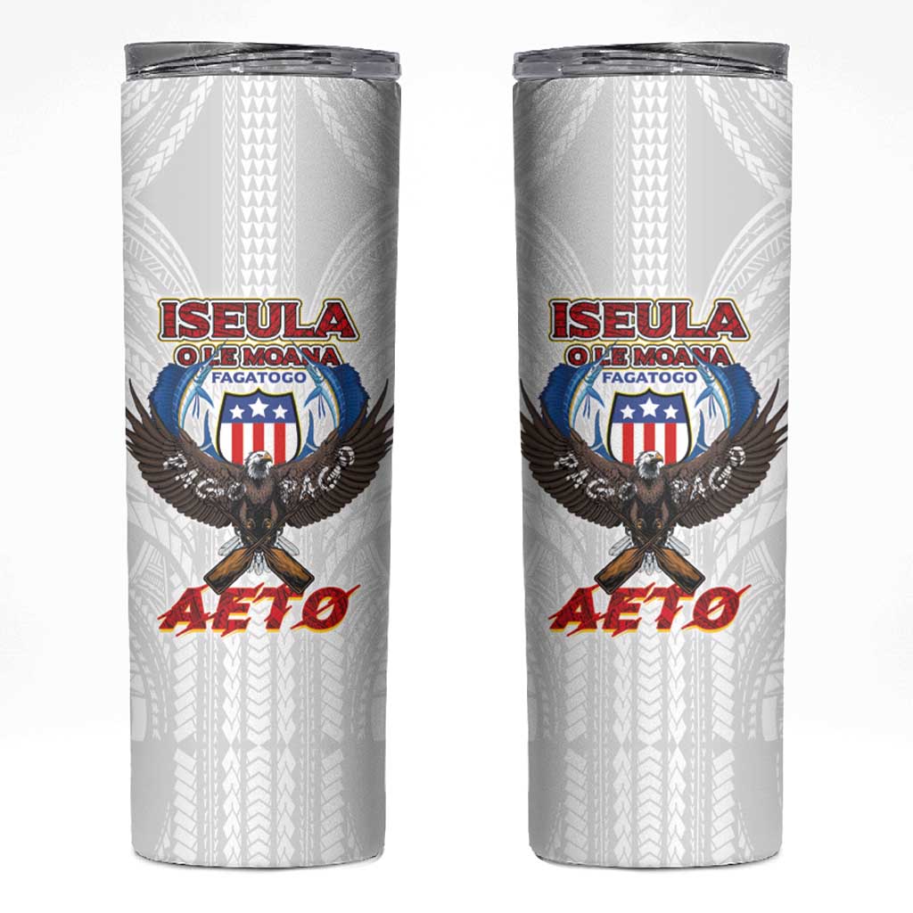 American Samoa Fautasi Skinny Tumbler Pago Pago Aeto and Iseula o le Moana of Fagatogo White Color - Polynesian Pride