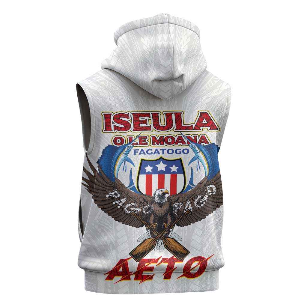 American Samoa Fautasi Sleeveless Hoodie Pago Pago Aeto and Iseula o le Moana of Fagatogo White Color - Polynesian Pride