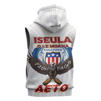 American Samoa Fautasi Sleeveless Zip Hoodie Pago Pago Aeto and Iseula o le Moana of Fagatogo White Color - Polynesian Pride